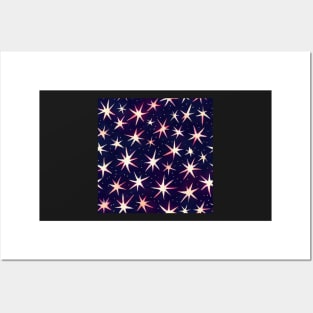 Watercolor Christmas Winter Snowflakes and Stars Posters and Art